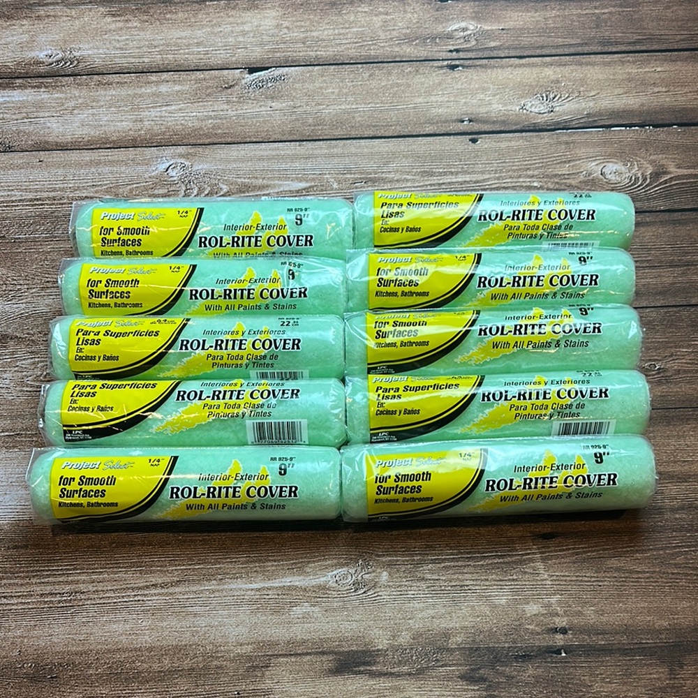 Lot of 10 - 9” Paint Rollers for Smooth Surfaces 1/4” nap